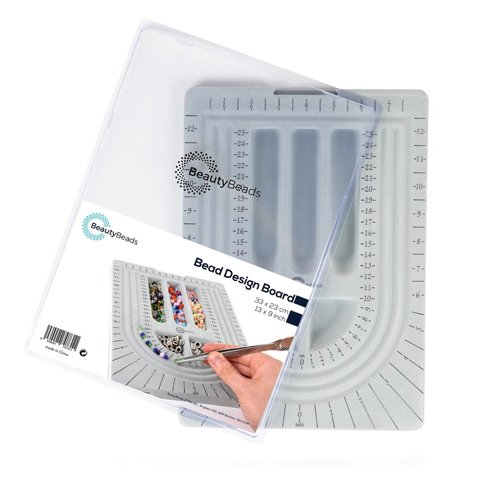 7492 Bead Board with 5 Compartments, 9 x 13 inch Grey Flocked Bead Design